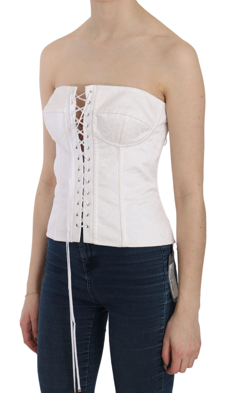 Elegant White Strapless Corset Top Dolce & Gabbana