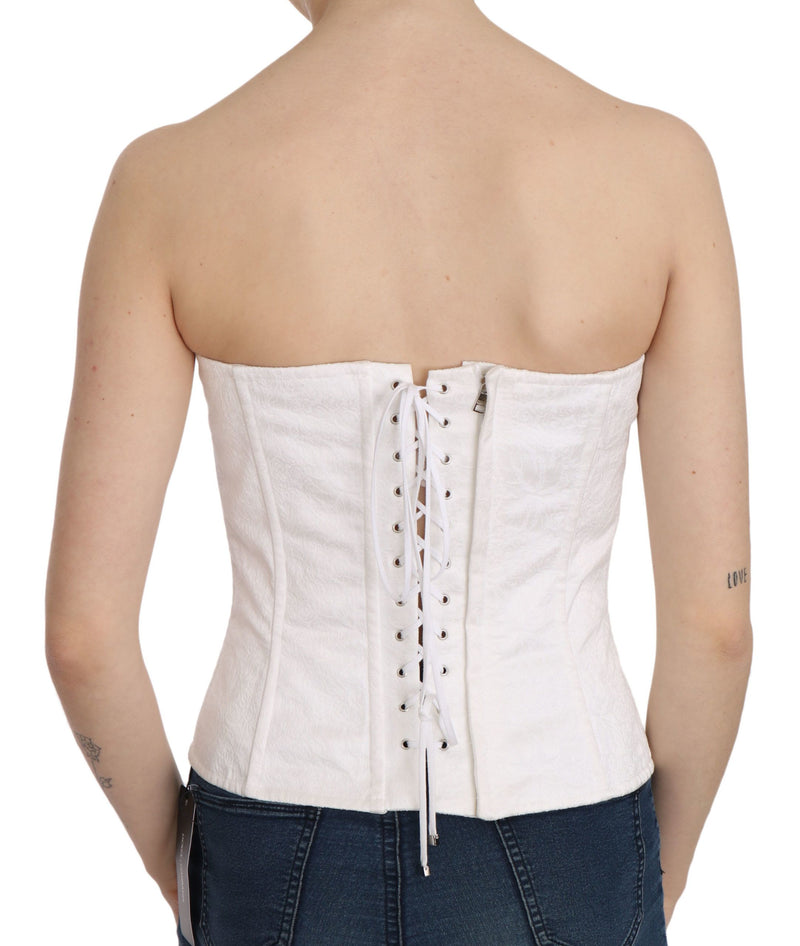 Elegant White Strapless Corset Top Dolce & Gabbana