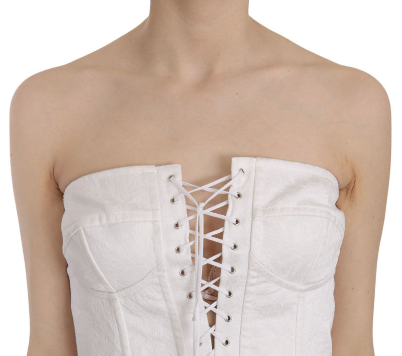 Elegant White Strapless Corset Top Dolce & Gabbana