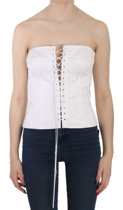 Elegant White Strapless Corset Top Dolce & Gabbana