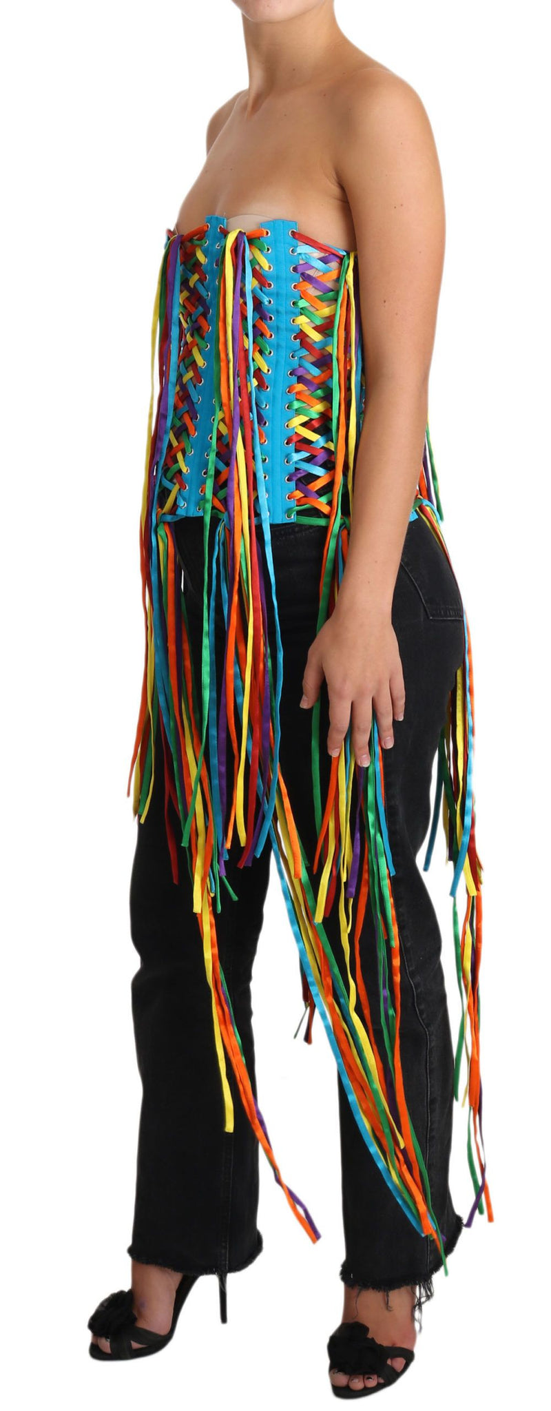 Multicolor Strapless Bustier Corset Top Dolce & Gabbana