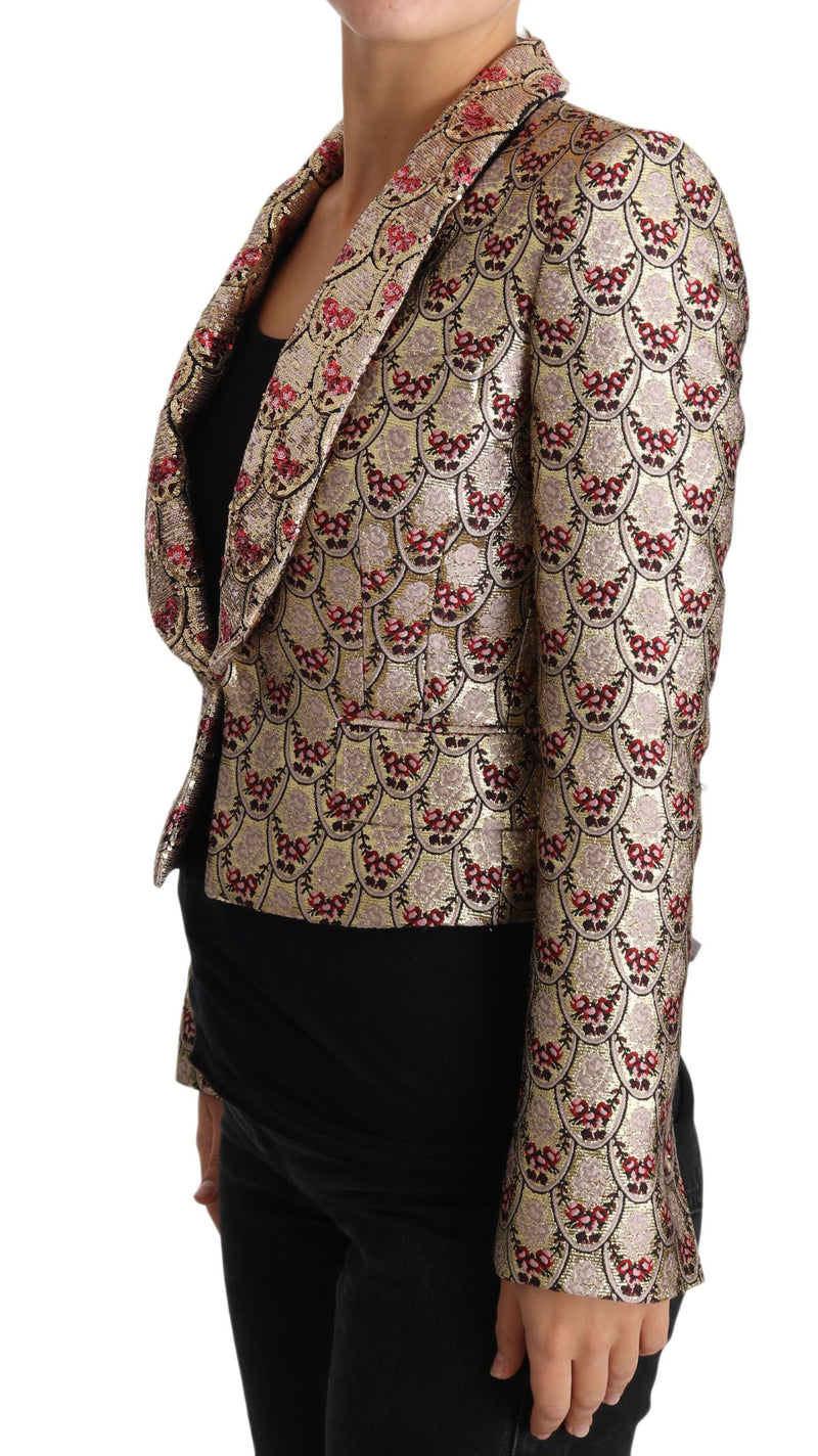 Glittering Gold Floral Sequined Blazer Jacket Dolce & Gabbana