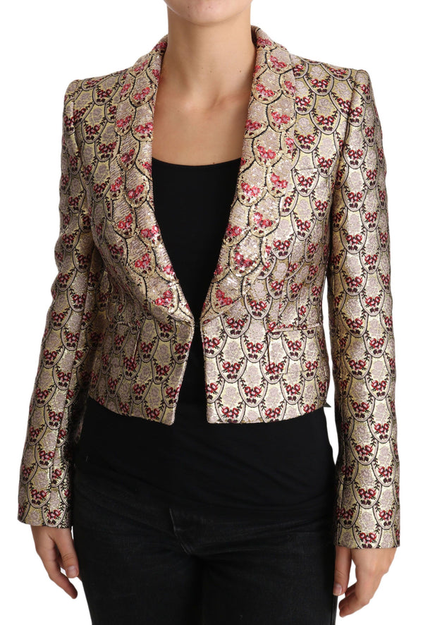 Glittering Gold Floral Sequined Blazer Jacket Dolce & Gabbana