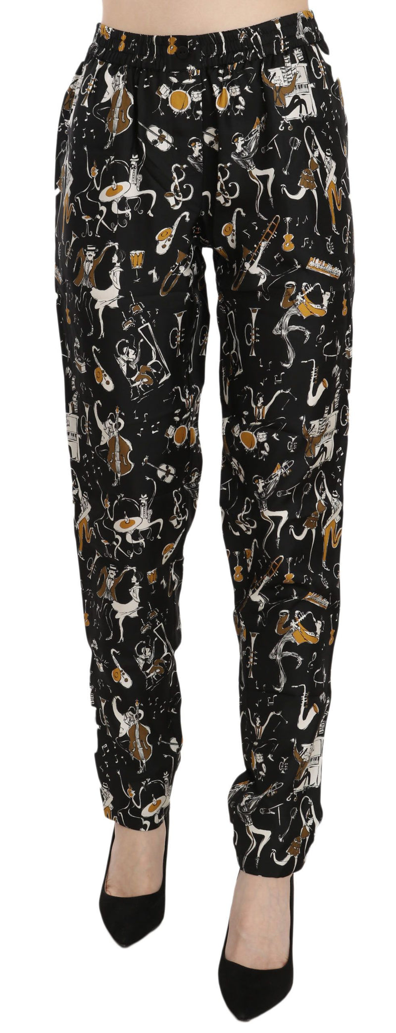 Elegant High Waist Tapered Silk Pants Dolce & Gabbana