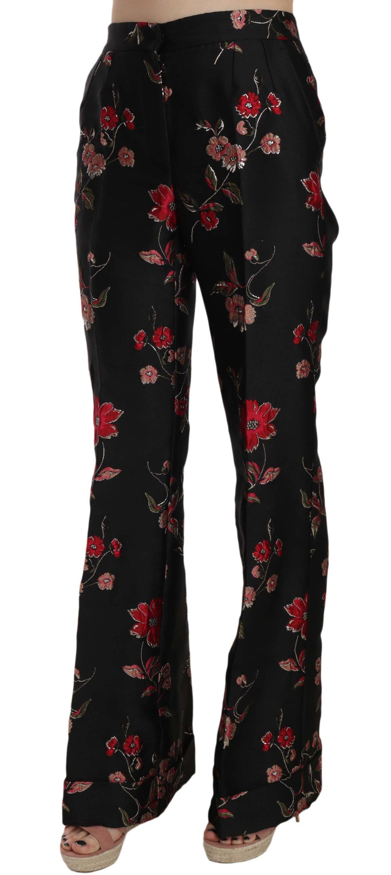 Elegant Floral Print Boot Cut Trousers Dolce & Gabbana