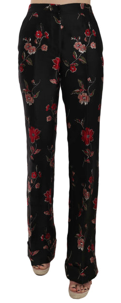 Elegant Floral Print Boot Cut Trousers Dolce & Gabbana