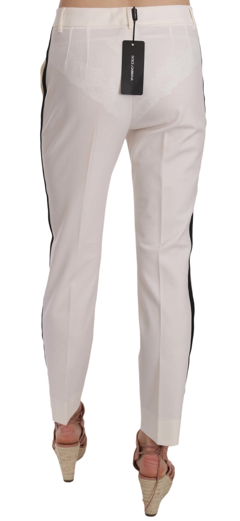 Elegant White Stripe Wool Tapered Trousers Dolce & Gabbana