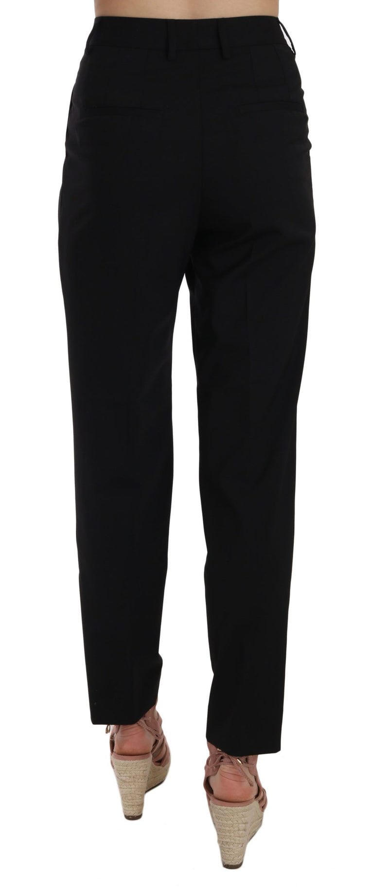 Elegant Pleated Tapered Black Trousers Dolce & Gabbana