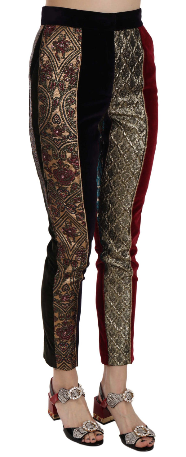 Elegant Multicolor Jacquard Cropped Pants Dolce & Gabbana