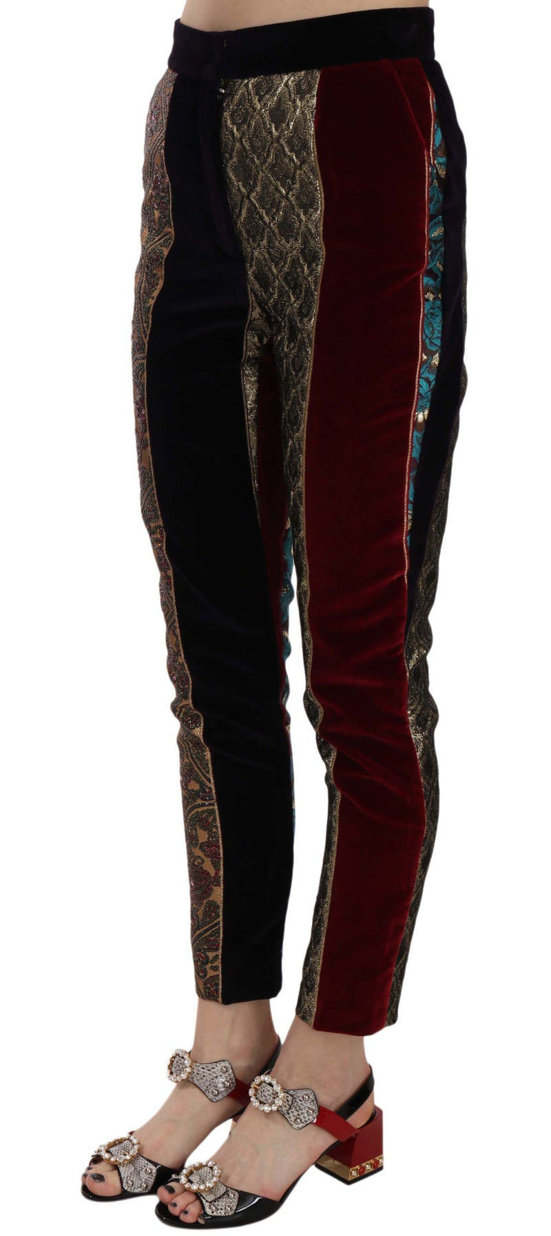 Elegant Multicolor Jacquard Cropped Pants Dolce & Gabbana