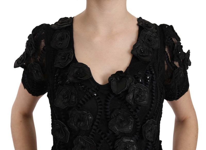 Elegant Black Sheath Silk Dress John Richmond