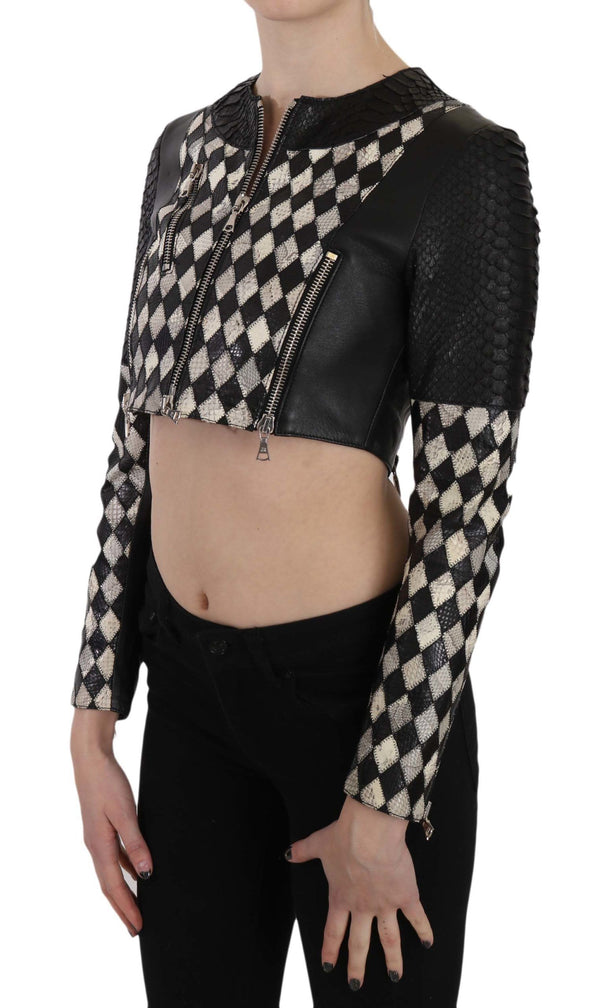 Chic Biker-Inspired Cropped Leather Jacket John Richmond