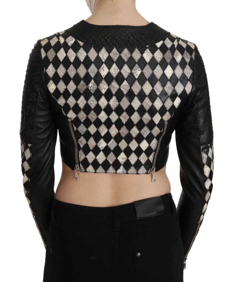 Chic Biker-Inspired Cropped Leather Jacket John Richmond