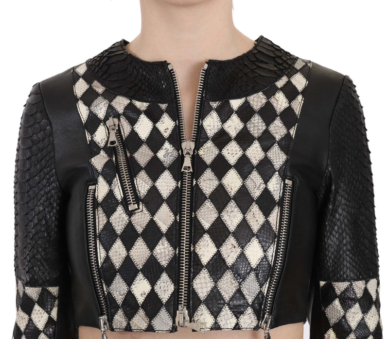 Chic Biker-Inspired Cropped Leather Jacket John Richmond