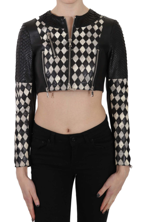 Chic Biker-Inspired Cropped Leather Jacket John Richmond