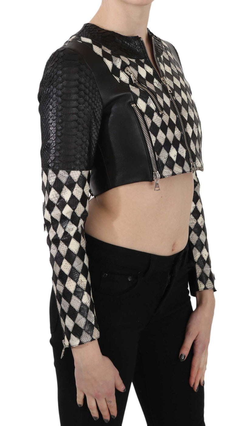 Chic Biker-Inspired Cropped Leather Jacket John Richmond