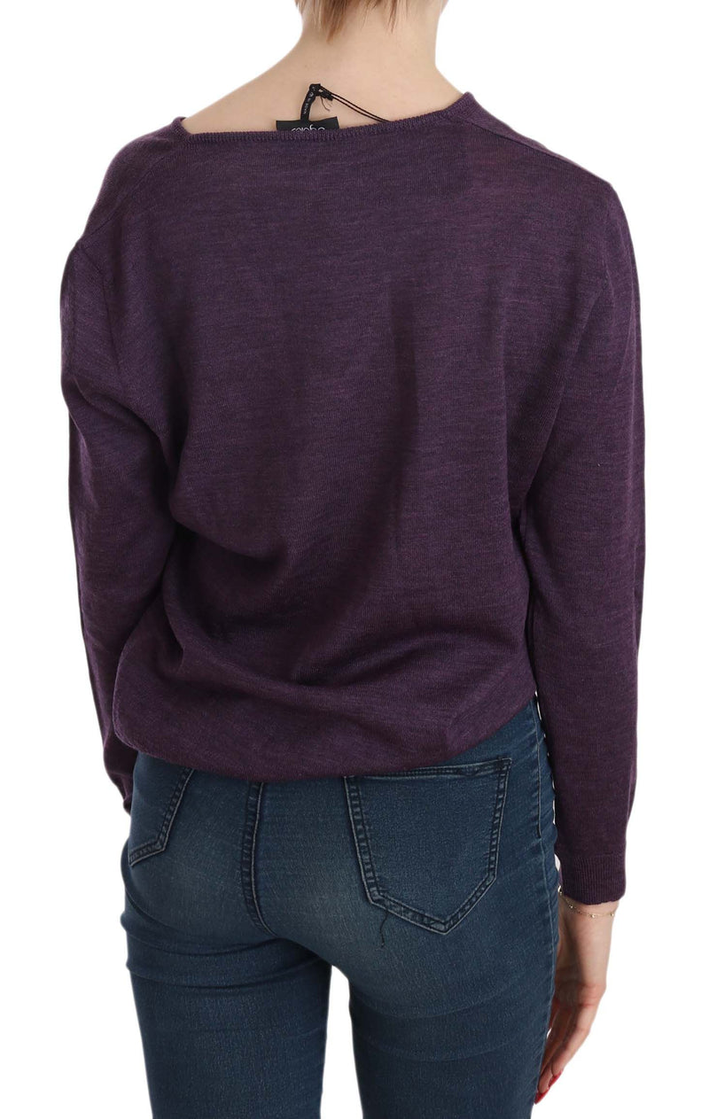 Elegant Purple V-Neck Wool Blouse BYBLOS