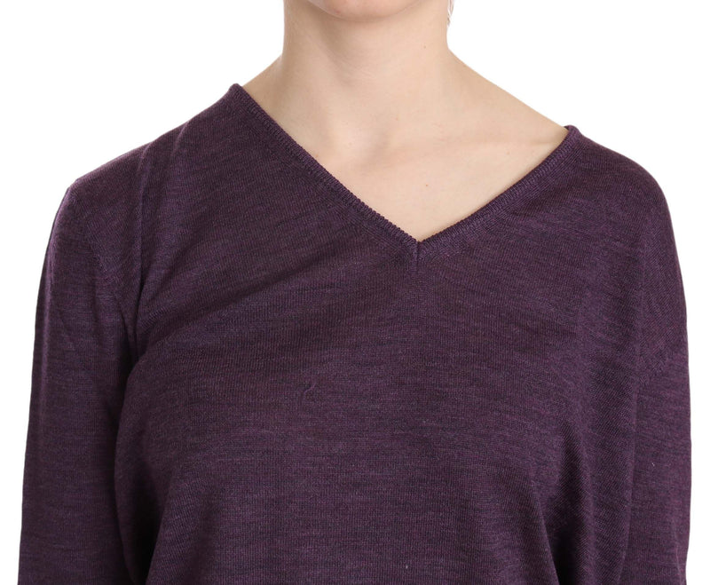 Elegant Purple V-Neck Wool Blouse BYBLOS