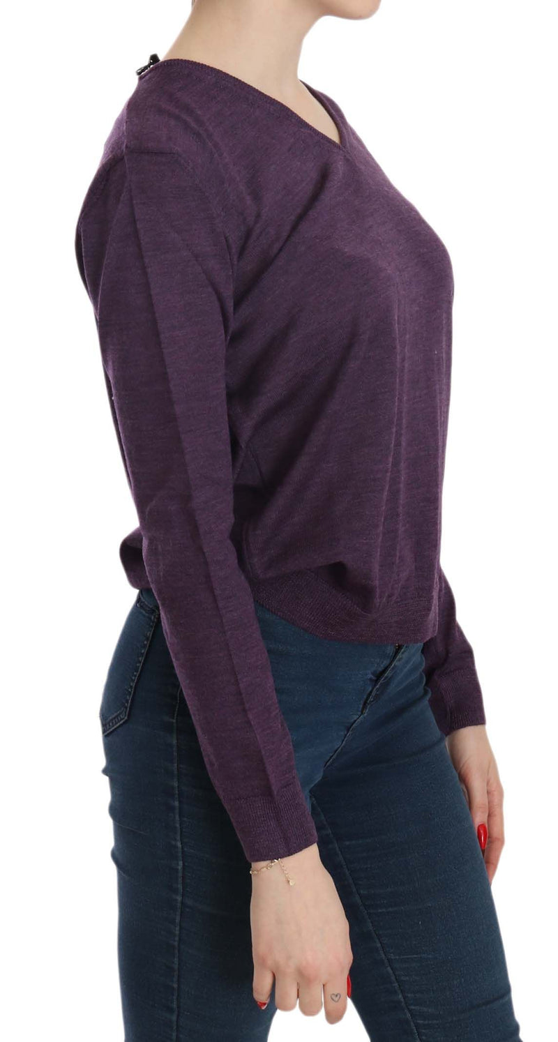 Elegant Purple V-Neck Wool Blouse BYBLOS