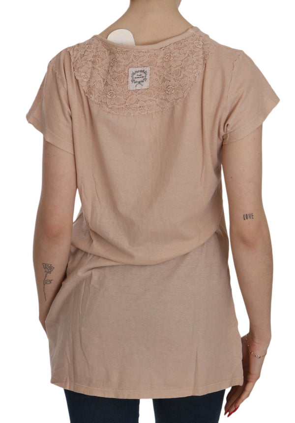 Elegant Cream Lace Round Neck Blouse PINK MEMORIES