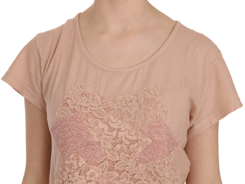 Elegant Cream Lace Round Neck Blouse PINK MEMORIES