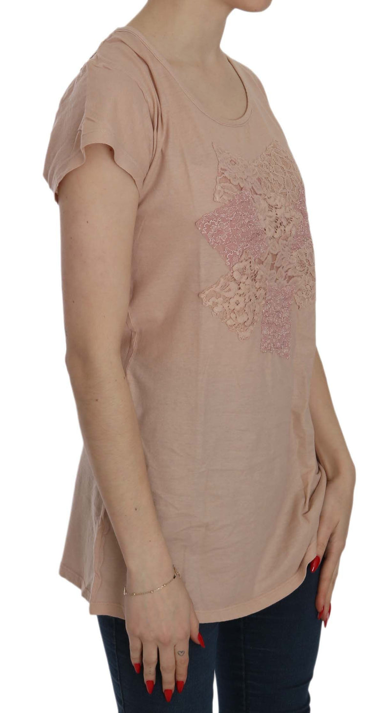 Elegant Cream Lace Round Neck Blouse PINK MEMORIES