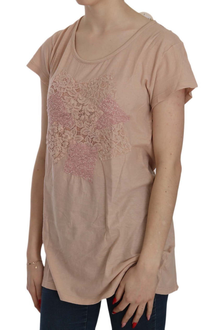 Elegant Cream Lace Round Neck Blouse PINK MEMORIES