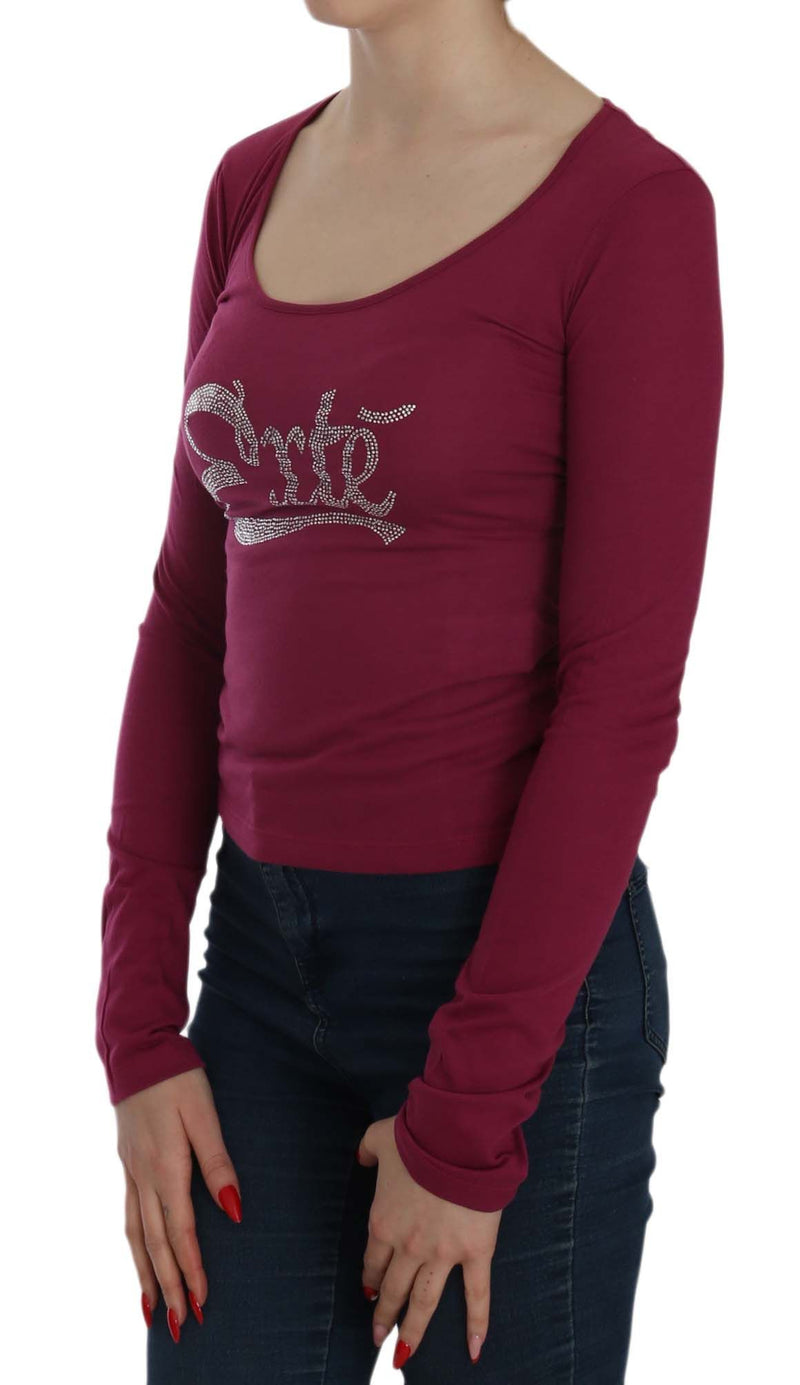 Fuchsia Crystal Embellished U-Neck Blouse Exte