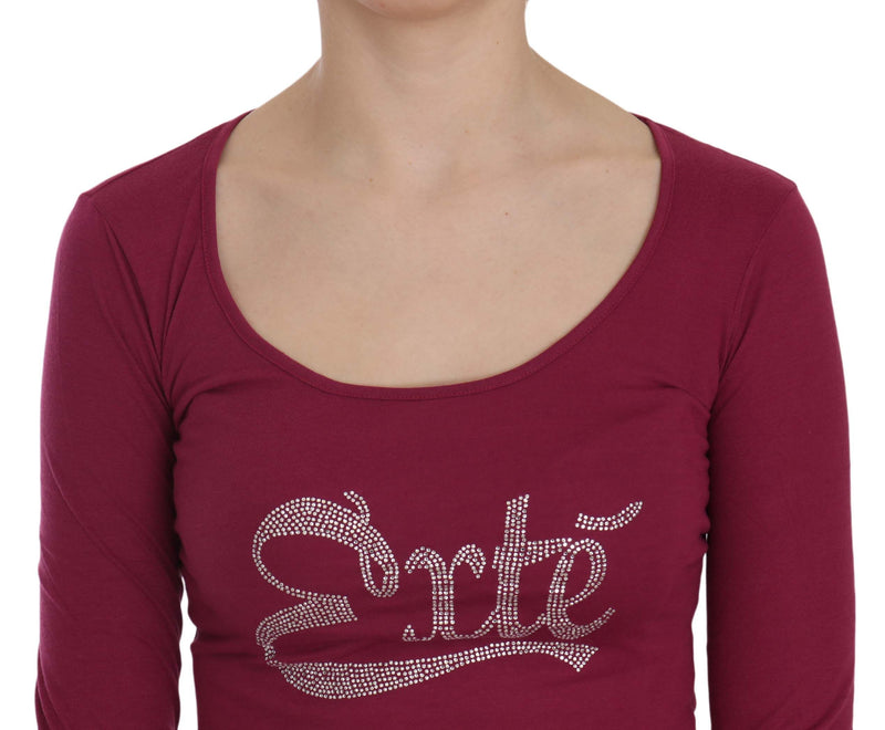 Fuchsia Crystal Embellished U-Neck Blouse Exte