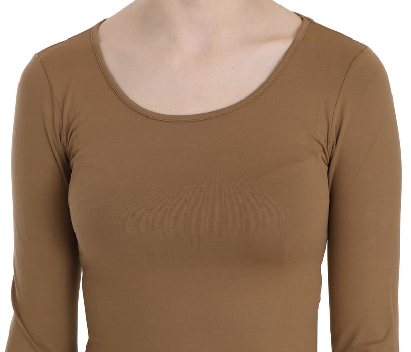 Elegant Brown Fitted Blouse for Sophisticated Evenings GF Ferre