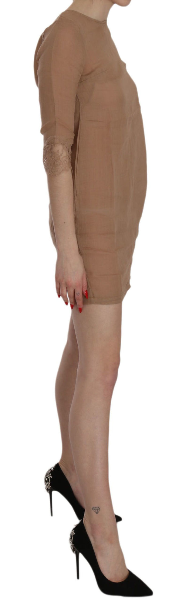 Elegant Brown Shift Mini Dress PINK MEMORIES