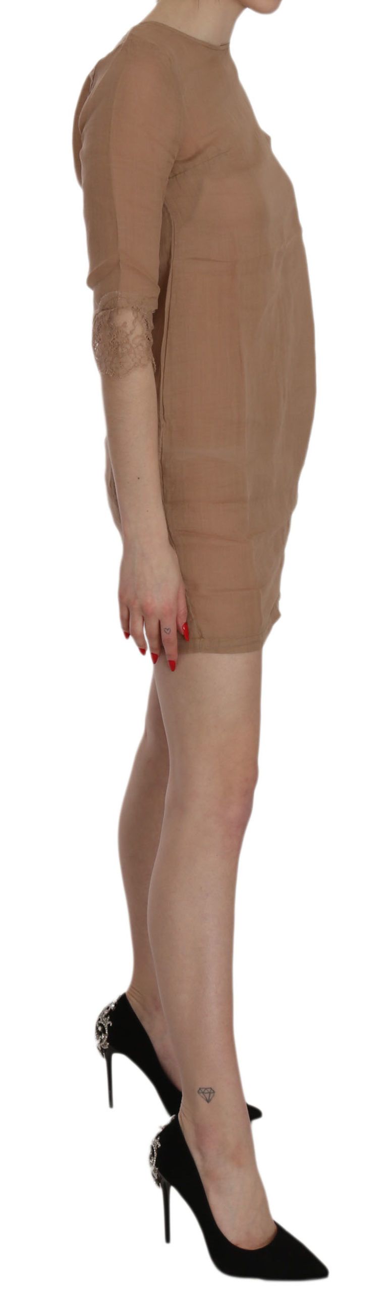 Elegant Brown Shift Mini Dress PINK MEMORIES