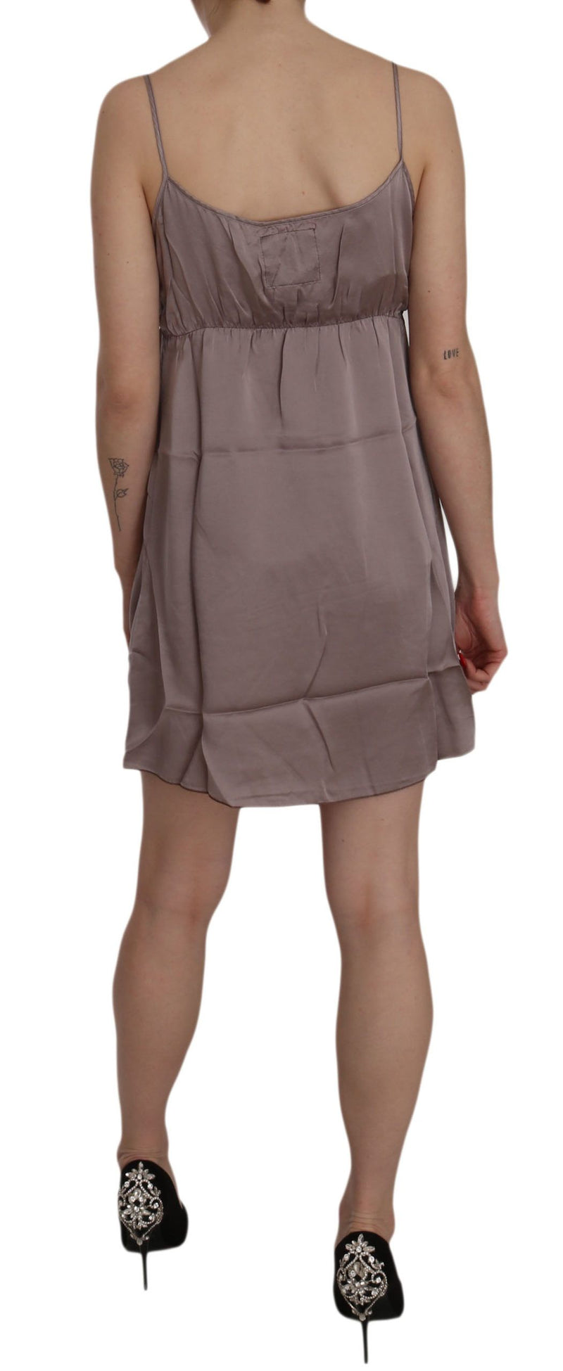 Elegant Spaghetti Strap Silk Mini Dress PINK MEMORIES