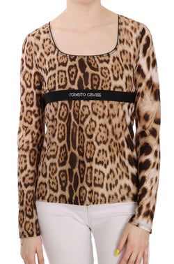 Elegant Leopard Long Sleeve Top Roberto Cavalli