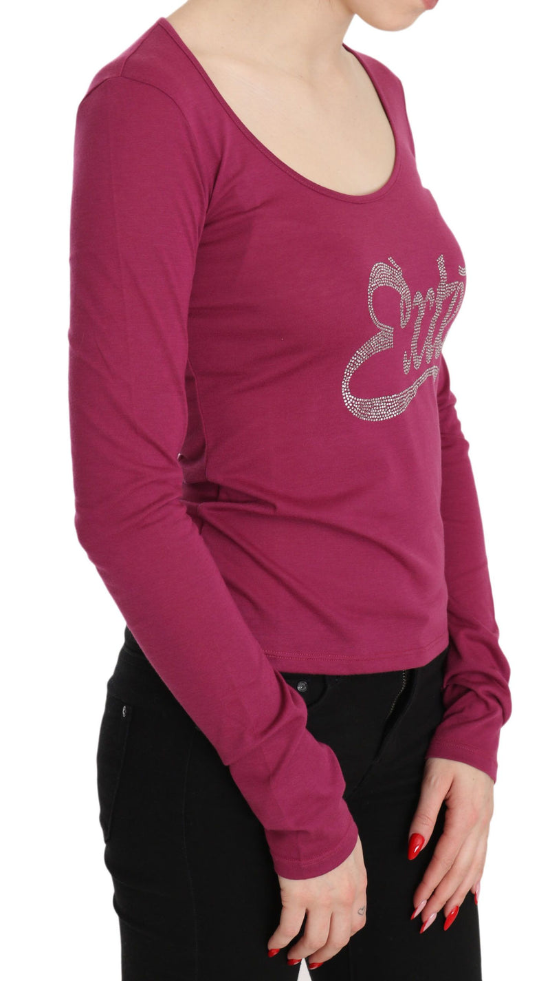 Elegant Pink Crystal Embellished Long Sleeve Top Exte