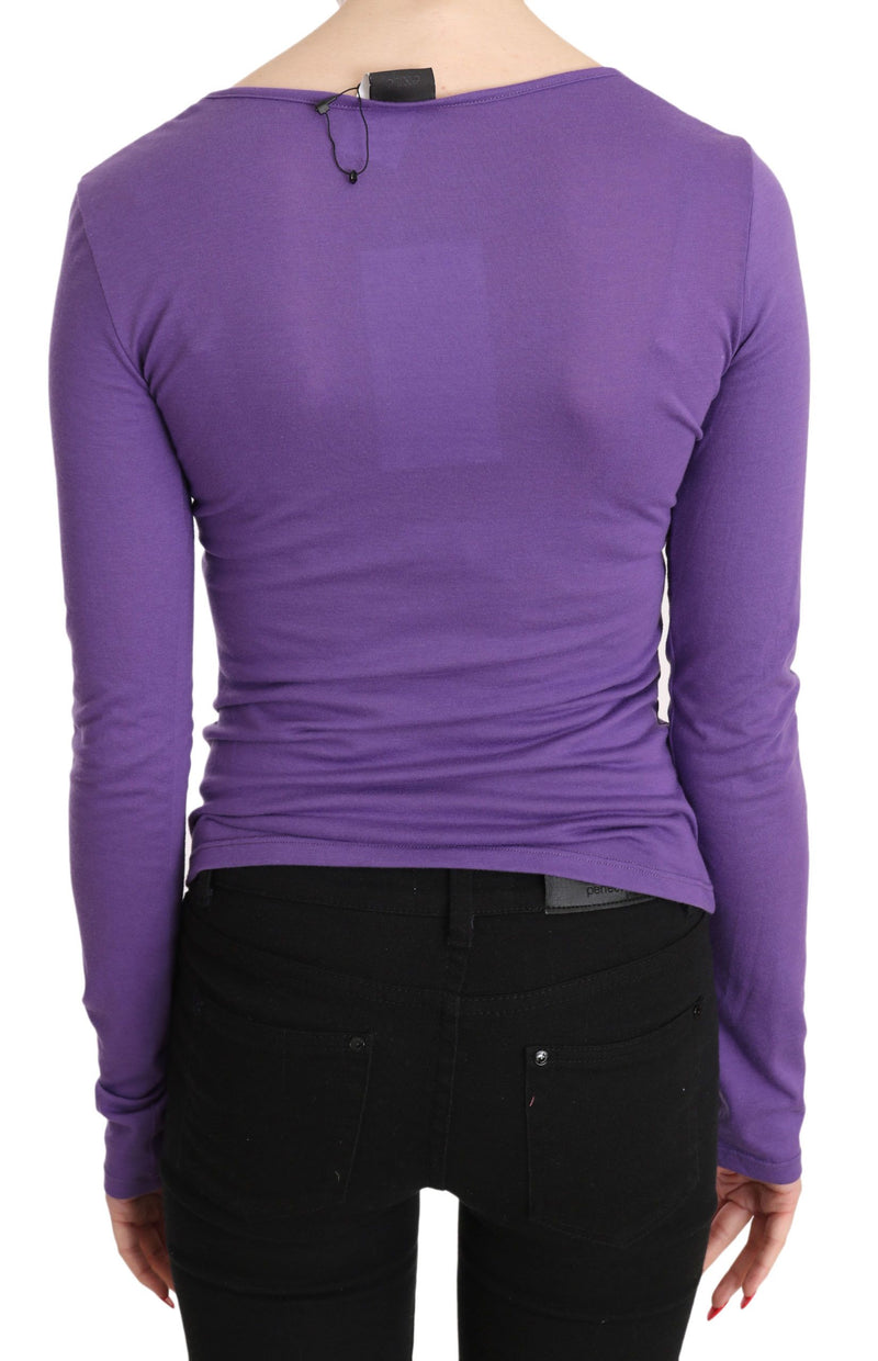Elegant Purple Crystal Embellished Long Sleeve Top Exte
