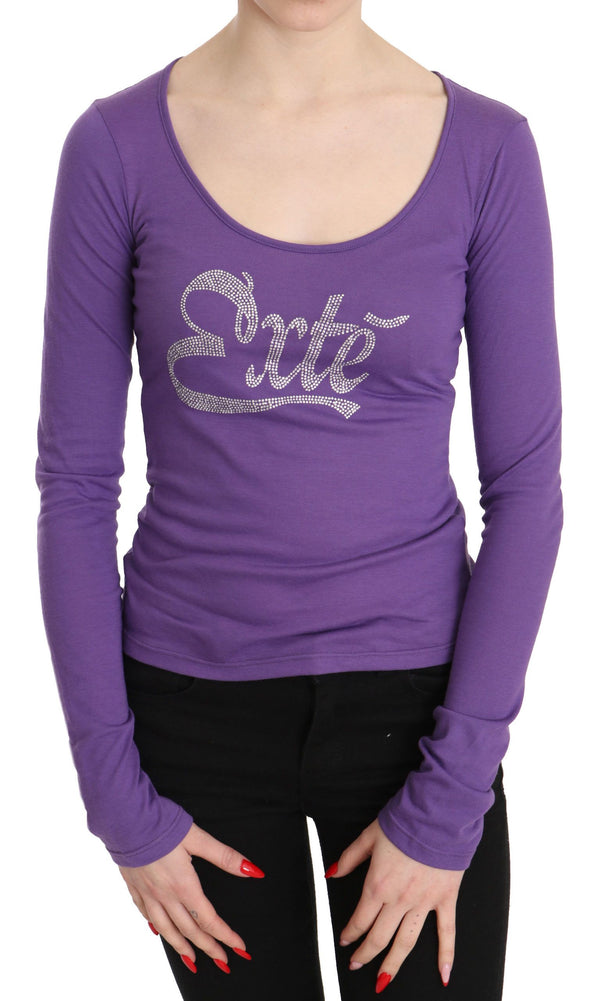 Elegant Purple Crystal Embellished Long Sleeve Top Exte