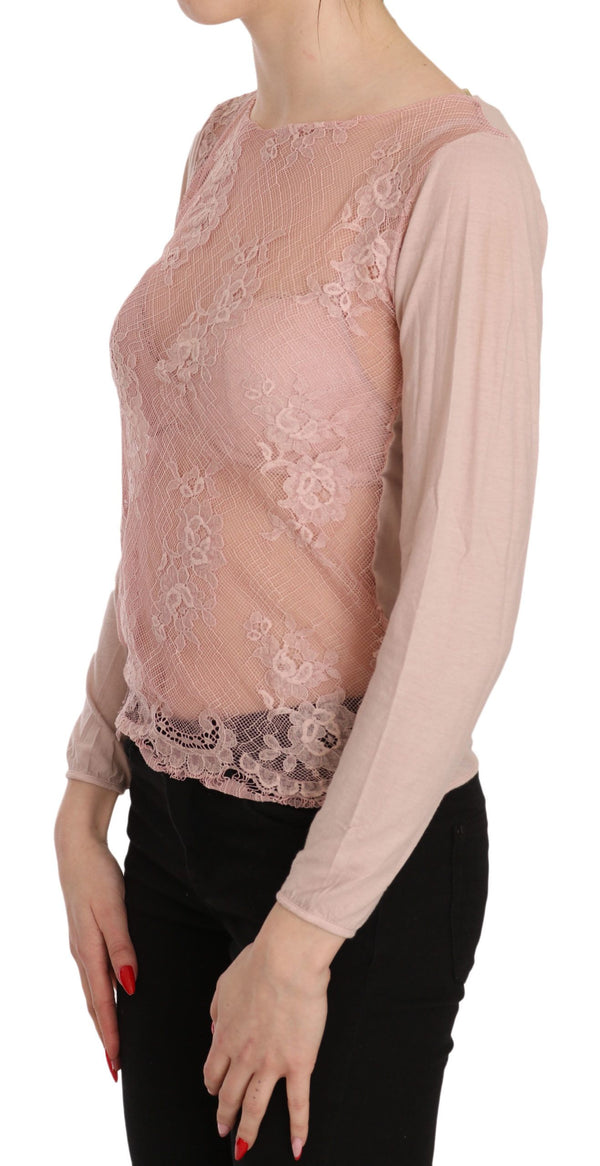 Chic Pink See-Through Cotton Blouse PINK MEMORIES