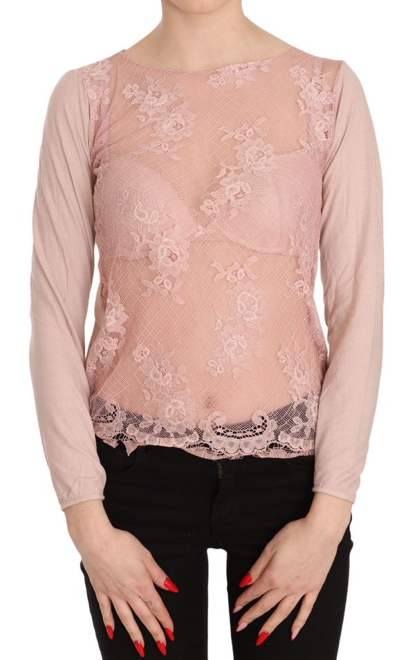 Chic Pink See-Through Cotton Blouse PINK MEMORIES