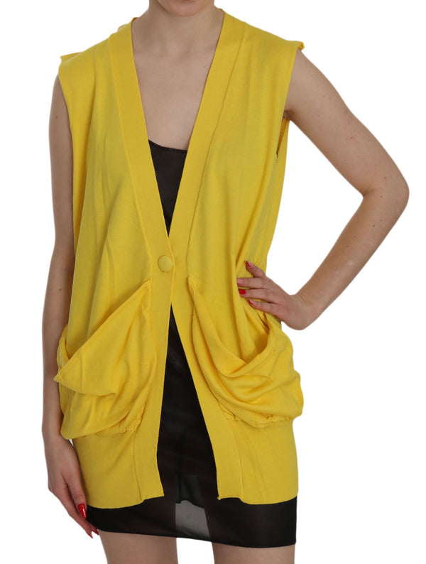 Elegant Yellow Sleeveless Cotton Vest PINK MEMORIES