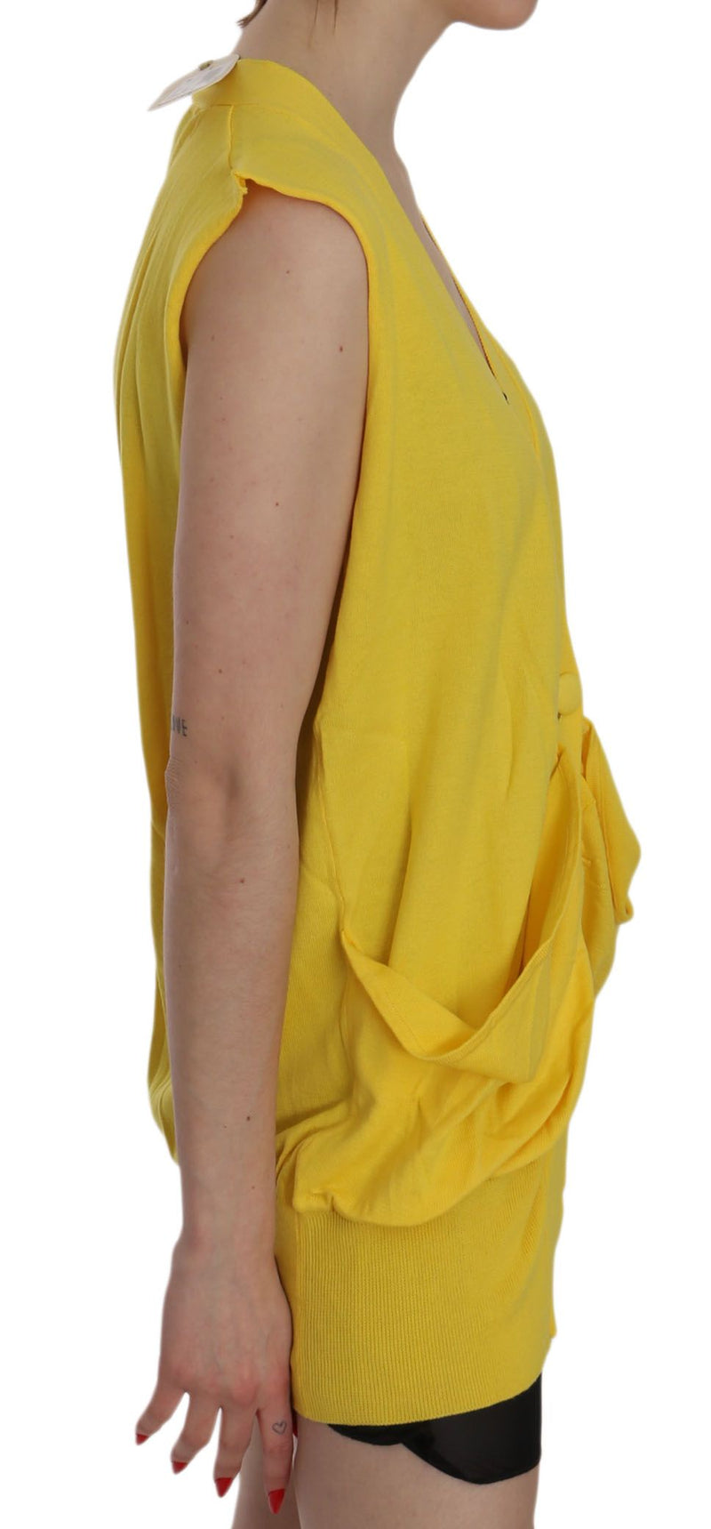 Elegant Yellow Sleeveless Cotton Vest PINK MEMORIES