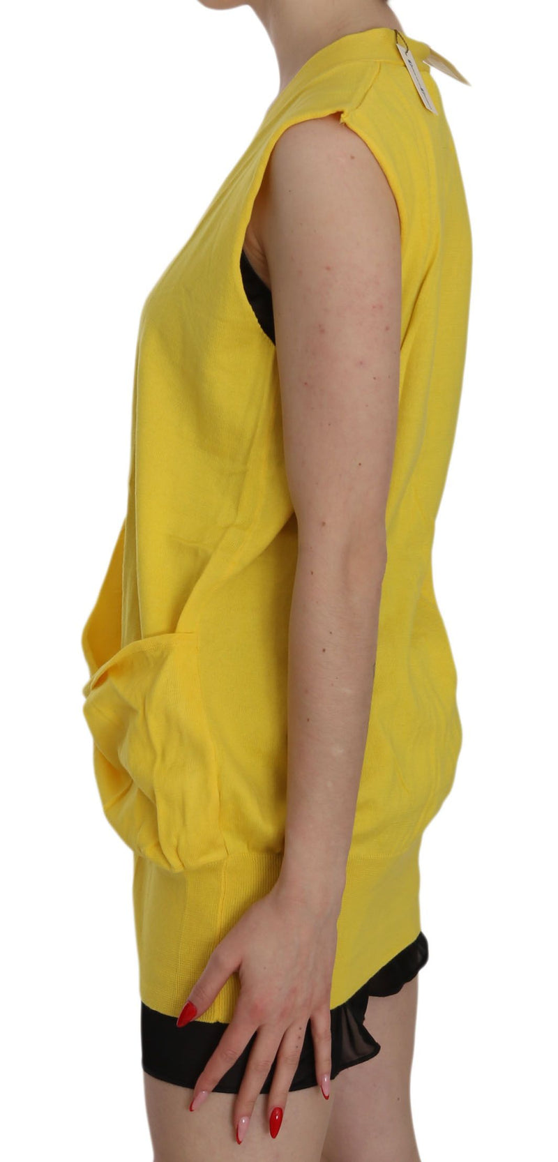 Elegant Yellow Sleeveless Cotton Vest PINK MEMORIES