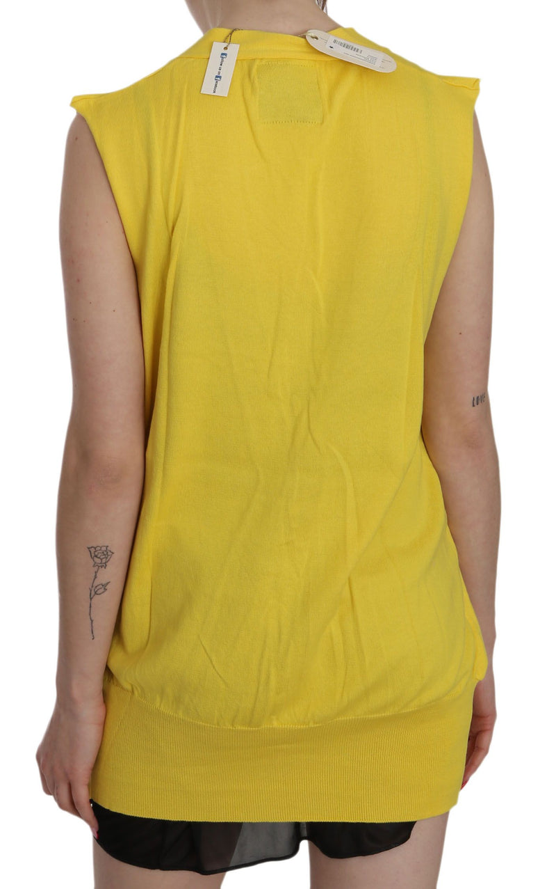 Elegant Yellow Sleeveless Cotton Vest PINK MEMORIES