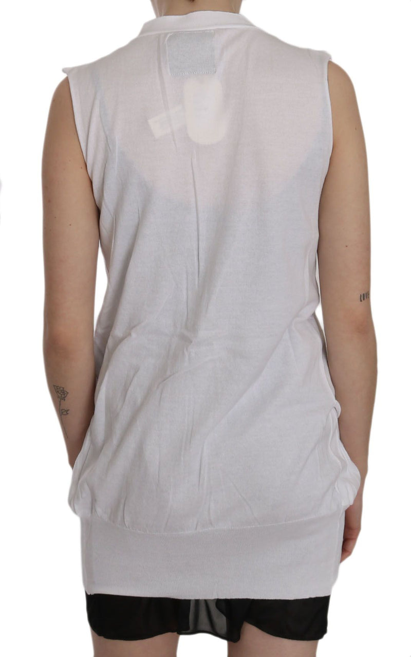 Elegant Sleeveless Cotton Vest in Pristine White PINK MEMORIES