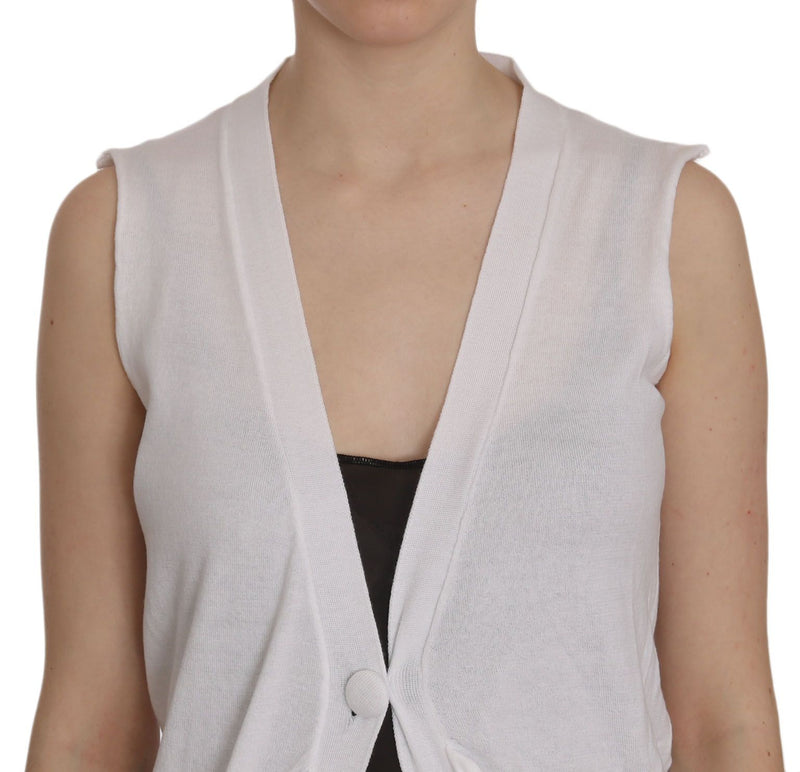 Elegant Sleeveless Cotton Vest in Pristine White PINK MEMORIES