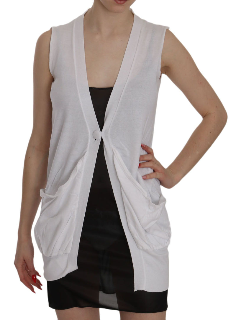 Elegant Sleeveless Cotton Vest in Pristine White PINK MEMORIES