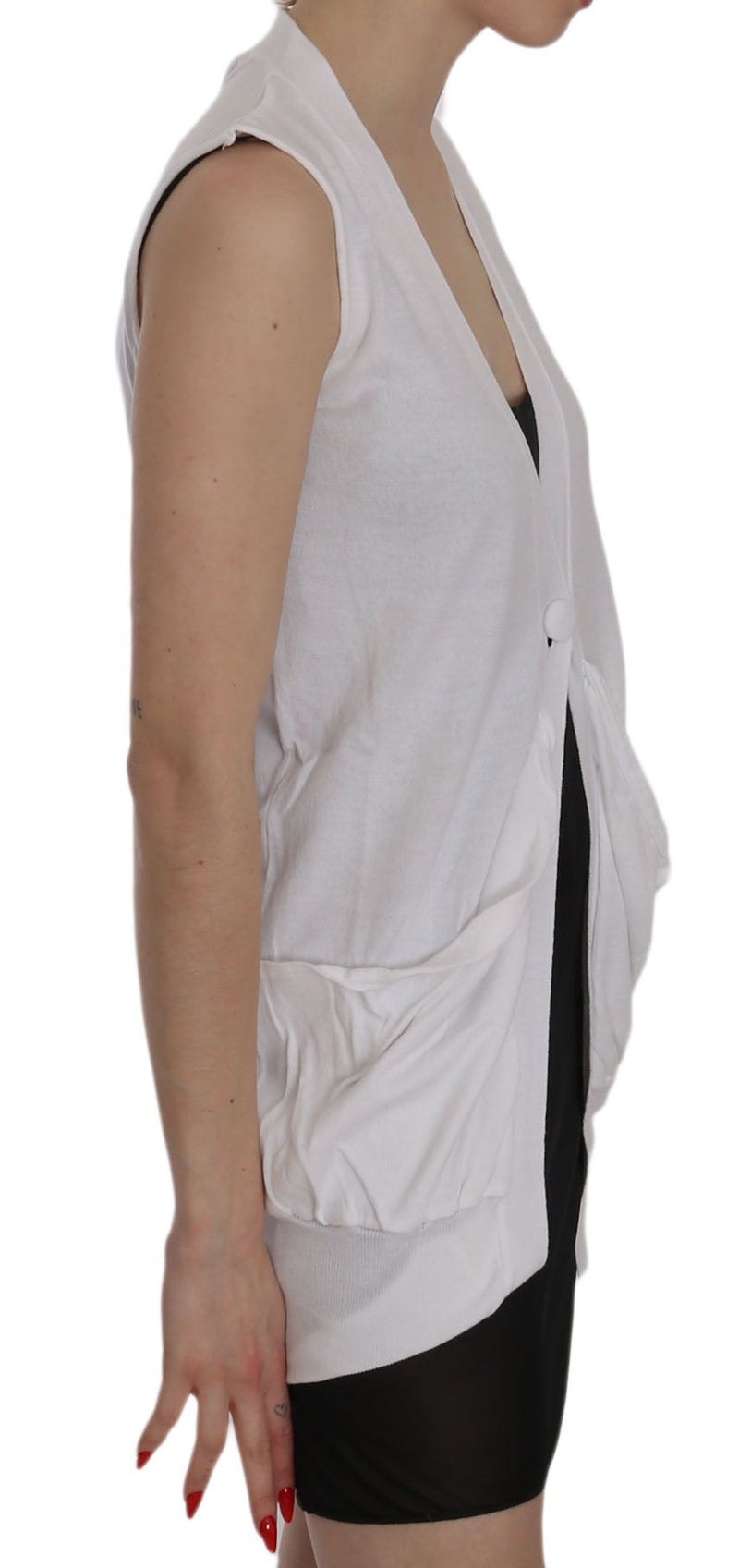 Elegant Sleeveless Cotton Vest in Pristine White PINK MEMORIES