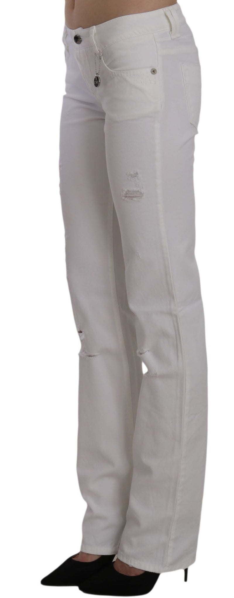 Chic White Slim Fit Cotton Jeans Costume National