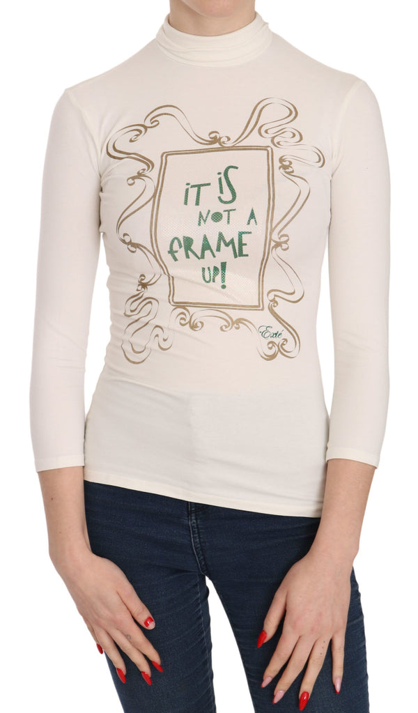 Elegant White Long Sleeve Crew Neck Top Exte