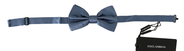 Elegant Blue Silk Bow Tie Dolce & Gabbana